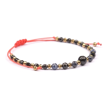 Bransoletka celebrytka czarny TURMALIN SZAFIR HEMATYT ochrona i optymizm